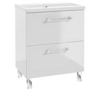 .Deftrans - Mueble bajo lavabo de 80 cm de pie - Lavabo con armario bajo blanco brillante - Lavabo con armario bajo y cajones - Mueble de baño moderno - 80 x 60 x 40 - [cm]