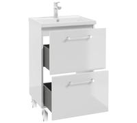 .Deftrans - Mueble bajo lavabo de 80 cm de pie - Lavabo con armario bajo blanco brillante - Lavabo con armario bajo y cajones - Mueble de baño moderno - 80 x 50 x 40 - [cm]