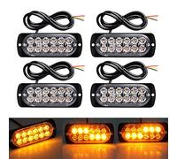 Defvnsy - Lote de 4 - ámbar 12-LED 12 V 24 V 36 W coche camión advertencia construcción faro emergencia impermeable flash advertencia estroboscópica parachoques parrilla cola trabajo luz bar