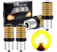 Defvnsy P21W 1156 Ba15S Bombilla LED, 12 V 24 V Bombillas amarillas súper luminosas, 21 W luces giratorias luces intermitentes 3014 chips, 144 SMD (juego de 4)