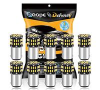 Defvnsy - Paquete de 10 - Bombillas LED Blanco cálido 3000K 1142 BA15D 3014 Lámparas 54-SMD para iluminación interior de 12 V, caravana, remolque, luz de patio, luz de freno, bombillas traseras