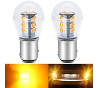 DEFVNSY - Paquete de 2 bombillas LED ámbar y amarillo 1157 BAY15D 2057 2357 7528 extremadamente brillante 2835 33-SMD para luces intermitentes traseras intermitentes laterales 10-30V-DC