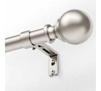 DEFYNEE Barra de cortina, diámetro de 25 mm, 80-120 cm, barra de cortina de metal con cabezal redondo y 2 soportes para dormitorio, sala de estar, cocina，Níquel cepillado