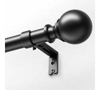 DEFYNEE Barra de cortina negra, diámetro de 25 mm, 80-305 cm, barra de cortina de metal con cabezal redondo y 2 soportes para dormitorio, sala de estar, cocina