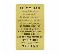 DEGASKEN Tarjeta de cartera de latón para papá, regalos de hija, día del padre, regalos de Navidad de hija, decoraciones de cumpleaños de papá, I'll Always Be Your Little Girl, You'll Alwasy Be My