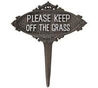 degawo Tope para jardín con texto en inglés "Please Keep Off The Grass" de hierro fundido, aprox. 20,8 x 0,9 x 23,3 cm