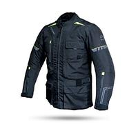 DEGEND ADVENTURE 4S | Chaqueta de Moto 4 Estaciones para Hombres | 3 Capas Corta Viento Impermeable con Reflectantes Negro Fluorescente L