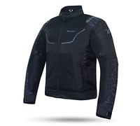 DEGEND BREEZE MAN | Chaqueta Moto para Verano con Protectores PU + Forro Impermeable Desmontable y Flujo de Viento | Homologado - Negro Camuflaje, L