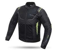 DEGEND BREEZE MAN | Chaqueta Moto para Verano con Protectores PU + Forro Impermeable Desmontable y Flujo de Viento | Homologado - Negro Fluorescente, 4XL