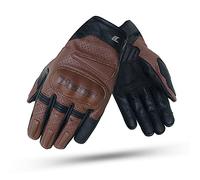 DEGEND Daytona Pro Marrón | Guantes Moto Piel Hombre para Verano | Guante de Moto Cuero con Protecciones EVA en Nudillos y Dedos - Óptima Circulación del Viento en Verano - Accesorios Moto Talla S