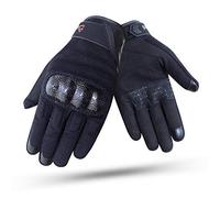 DEGEND Discovery Negro | Guantes de Moto Cuero de Verano con Protecciones de Carbono | Silicona para Mejorar Agarre y Dedo Táctil para Smartphone GPS - Moto Homologado CE - Accesorios Moto Talla XL