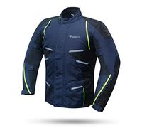 DEGEND Sahara | Chaqueta Moto 4 Estaciones para Hombres | Tri-Capa - 2 Capas de Invierno Removibles + Protectores y Reflectante, Navy, XL