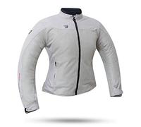 DEGEND SMART LADY | Chaqueta Moto para Mujer Resistente al Calor [ Verano ] con Protectores Removibles | Homologada, Plateado, S