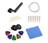 Deger el Kit de Cuerdas de Guitarra AcúStica de 16 Piezas Incluye Cuerdas de Guitarra, PúAs de Guitarra, Enrollador de Cuerda, Piezas de Repuesto de de Puente