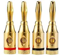 DEGG Banana Conectores para para Cable de Altavoz en Oro, 4mm Enchufe de Banana para Cine en Casa, Sistemas de Sonido Hi-Fi, Amplificadores y Altavoces - 4 Piezas (2 pares)