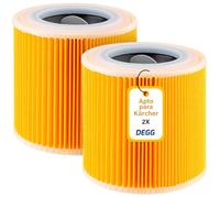 DEGG Filtro - Compatible con aspiradoras Kärcher WD1, WD2, WD3, MV2 y MV3 - Filtro de cartucho - Para aspiración en húmedo y en seco - Ajuste perfecto - Accesorios para Aspiradora - 2 Unidades