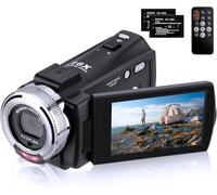 DEGIPO Videocámara digital Full HD 1080P 30FPS 30MP IR cámara de visión nocturna Vlogging para YouTube Kids Pantalla LCD de 3 pulgadas 16X Zoom Videocámaras Control de cámara con 2