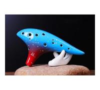 Degradado Chino Tao 12 Agujeros Cerámica Ocarina Alto C Tono Clave Instrumento De Música Profesional(Blue)