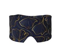 Degradado lineal dorado con hojas de ginkgo biloba,Máscara para ojos con bloqueo de luz y protección ocular completa para dormir, orejeras y ojos.