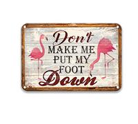 DEGUANG Letrero de metal de 8 x 12 pulgadas con diseño de flamenco divertido con texto en inglés "Don't Make Me Put My Foot Down"