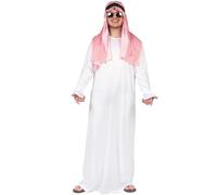 DEGUISE TOI - Disfraz de Emir Arabe para hombre, túnica - Tocado - XL/XXL - Blanco - Disfraces adultos - 100% poliéster - Hecho a mano - Carnaval
