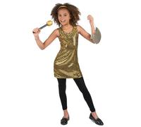 DEGUISE TOI Disfraz disco dorado brillante niña - 7-9 años (M)