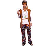 DEGUISE TOI Disfraz hippie marrón y blanco hombre talla grande - XXL