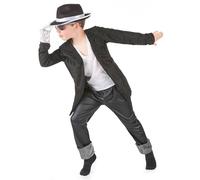 DEGUISE TOI Disfraz negro de estrella del pop para niño - M 7-9 años (120-130 cm)