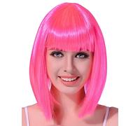 DEGUISE TOI Peluca Recta Media Melena Rosa Fluorescente Mujer