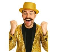 DEGUISE TOI Sombrero de Copa de plástico con Brillantina Dorado Adulto