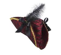 DEGUISE TOI Sombrero Pirata Rojo con Pluma Adulto