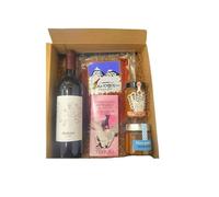 DEGUSTA TERUEL. Cesta Gourmet de Navidad con Bloc de Foie Gras, Jamón de Cebo Ibérico, Botella de Vino Tinto, Mermelada Artesana y Chocolate Artesano