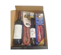 DEGUSTA TERUEL. Cestas de Navidad para Regalar con Aceite de Oliva DOP Bajo Aragón, Embutidos, Foie Gras en lata y Vino Tinto Delicias de Lledó