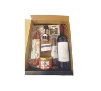 DEGUSTA TERUEL. Lote de Navidad con Sal con Setas, Pate de Aceitunas, Rilletes de Pato, Embutidos y Vino Tinto.