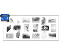 DEHA Design marco de collagecon passepartout, 109,2 x 49,5 cm, Aluminio, Plata mate, Collage mit 18 Bildernpara colgaren formato vertical y apaisado, vidrio sintético irrompible, Tribeca