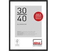DEHA Design marco de fotos, 30 x 40 cm, Aluminio, Negro mate, Marco de fotospara colgaren formato vertical y apaisado, vidrio sintético irrompible, Boston