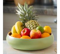 Dehaus® Gran Frutero de Cocina de Bambú Hecho a mano de 30 cm, Ensaladera Elegante, Cuenco de Madera para Servir Ensaladas, Moderna Cesta de Madera para el Pan, Bol Grande Redondo (Verde Salvia)