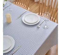 Dehaus® Mantel Antimanchas Gris Moderno, Manteles de Plástico Resinado con Patrón Geométrico de Rombos, Hules para Mesas Rectangular, Hule Rectangulares 200 cm x 140 cm