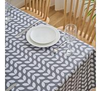 Dehaus Mantel de hule de PVC lavable con un paño, diseño de desfile de pétalos grises, mantel rectangular de vinilo de plástico, resistente al agua, fácil de limpiar, protector de cocina y comedor