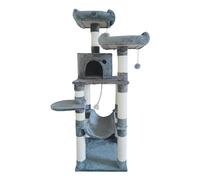 Dehner Árbol rascador Akiro para Gatos, Resistente, para Gatos, Aprox. 50 x 150 x 50 cm, MDF/sisal/poliéster, Gris/Beige