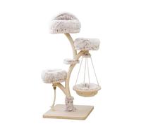 Dehner Árbol rascador Bonnie de Favorito, Resistente, para Gatos, Aprox. 58 x 130 x 58 cm, Felpa, Madera aglomerada, sisal, Metal, Color Beige y Blanco