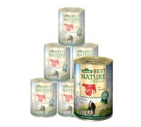 Dehner Best Nature Comida para Gatos Adulto, Ternera y Pavo con Zanahorias, 6 x 400 g (2,4 kg)