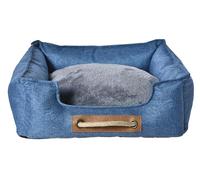 Dehner Cama para Perros y gatos con Base Antideslizante, Aprox. 57 x 52 x 18 cm, tamaño M, poliéster y Polipropileno, Color Azul