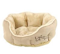 Dehner Cama para Perros y Gatos Sammy, Ovalada, Aprox. 45 x 40 x 14 cm, poliéster, Beige