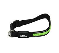 Dehner Collar de Perro con luz LED Flash Collar, Longitud 63 cm, Altura 2,5 cm, Tejido de Malla, Negro/Verde