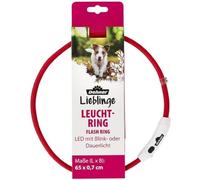 Dehner Collar Luminoso LED para Perro, Anillo Flash, Ajustable, Longitud 65 cm, Altura 0,7 cm, poliéster, Rojo
