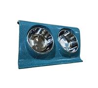 Dehner Comedero Doble para Perros, Aprox. 38 x 25 x 7 cm, melamina y Acero Inoxidable, Color Azul