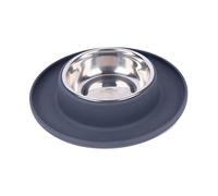 Dehner Cuenco para Perros Clean Bowl, 350 ml, diámetro de 24 cm, Altura de 4 cm, Acero Inoxidable/Silicona, Color Gris Oscuro