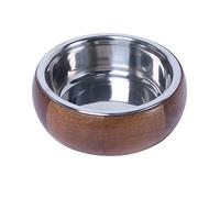 Dehner Cuenco para Perros Lieblinge, diámetro de 23 cm, Altura de 7,8 cm, Madera y Acero Inoxidable, Color marrón