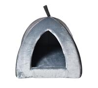 Dehner Cueva de Peluche Cleo, Cueva para gatos o Perros, para Interior, cómoda, Incluye cojín, Aprox. 40 x 35 x 40 cm, poliéster, Color Gris